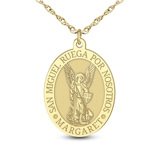 Engravable Oval "Saint Michael Pray for Us" Pendant (1 Line and Language)