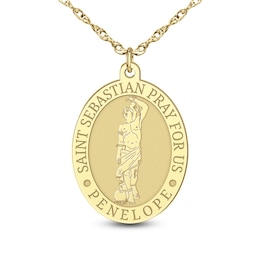 Engravable Oval "Saint Sebastian Pray for Us" Pendant (1 Line and Language)