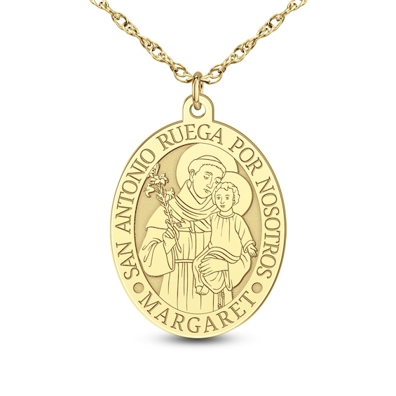 Engravable Oval "Saint Anthony Pray for Us" Pendant (1 Line and Language)