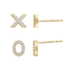 Thumbnail Image 2 of 1/10 CT. T.W. Diamond Mismatch "XO" Stud Earrings in Sterling Silver and 14K Gold Plate