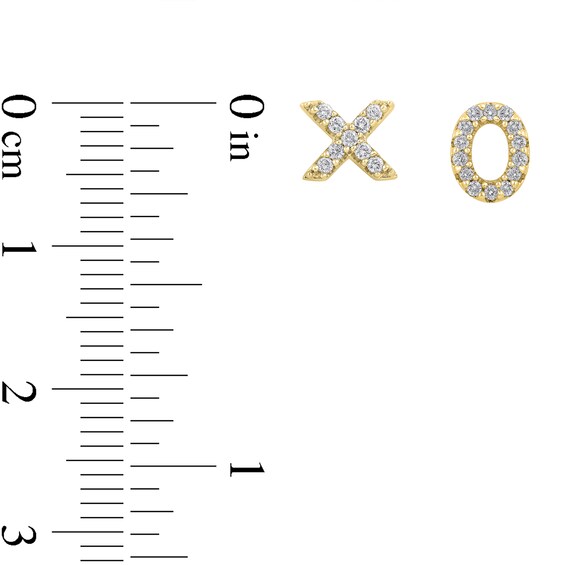 1/10 CT. T.w. Diamond Mismatch "Xo" Stud Earrings in Sterling Silver and 14K Gold Plate