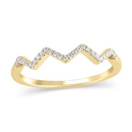 1/15 CT. T.W. Diamond Zig-Zag Ring in Sterling Silver and 14K Gold Plate