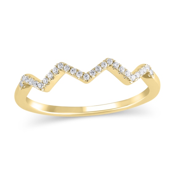 1/15 CT. T.w. Diamond Zig-Zag Ring in Sterling Silver and 14K Gold Plate