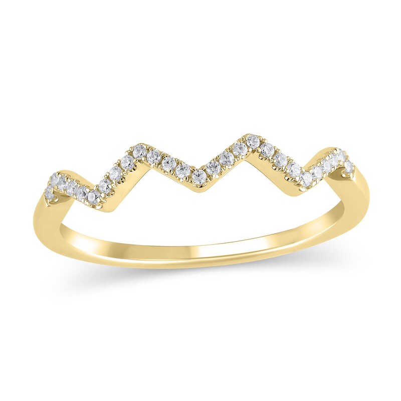 Main Image 1 of 1/15 CT. T.W. Diamond Zig-Zag Ring in Sterling Silver and 14K Gold Plate