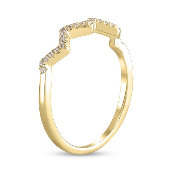 1/15 CT. T.w. Diamond Zig-Zag Ring in Sterling Silver and 14K Gold Plate