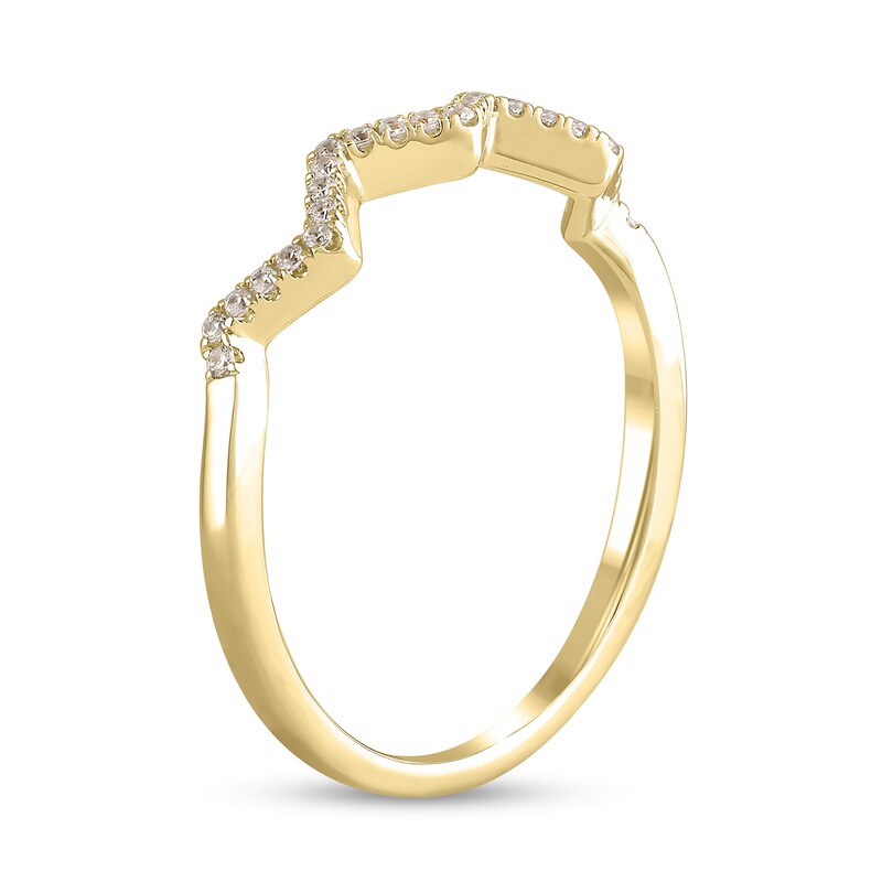 Main Image 2 of 1/15 CT. T.W. Diamond Zig-Zag Ring in Sterling Silver and 14K Gold Plate