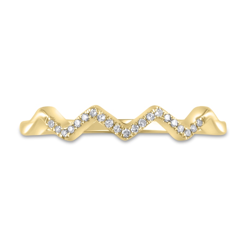 Main Image 3 of 1/15 CT. T.W. Diamond Zig-Zag Ring in Sterling Silver and 14K Gold Plate