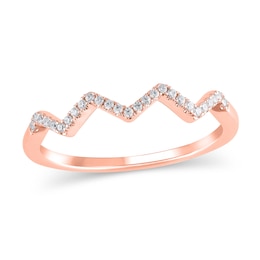 1/15 CT. T.W. Diamond Zig-Zag Ring in Sterling Silver and 14K Rose Gold Plate