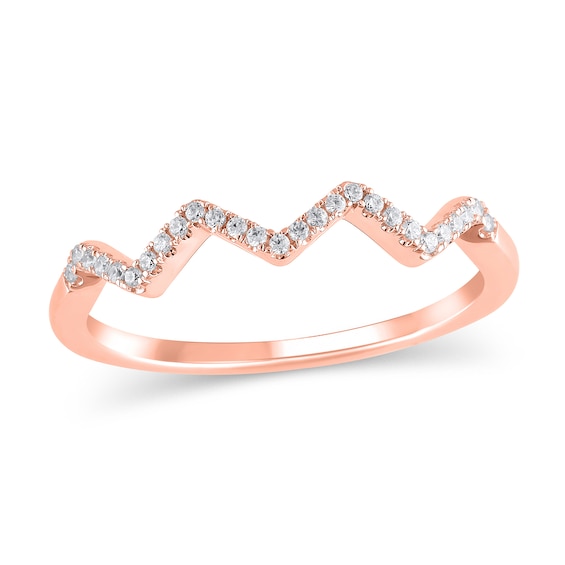 1/15 CT. T.w. Diamond Zig-Zag Ring in Sterling Silver and 14K Rose Gold Plate