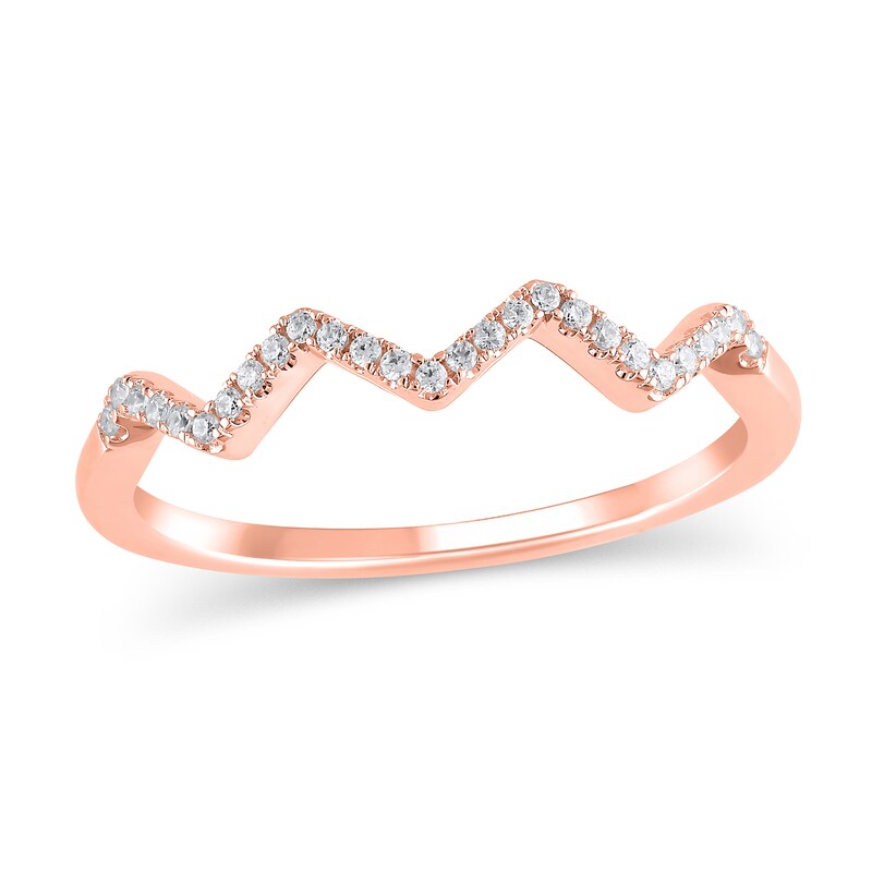 Main Image 1 of 1/15 CT. T.W. Diamond Zig-Zag Ring in Sterling Silver and 14K Rose Gold Plate