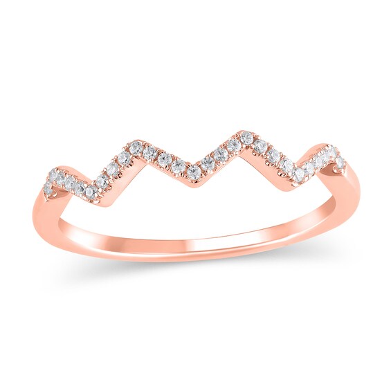 1/15 CT. T.w. Diamond Zig-Zag Ring in Sterling Silver and 14K Rose Gold Plate