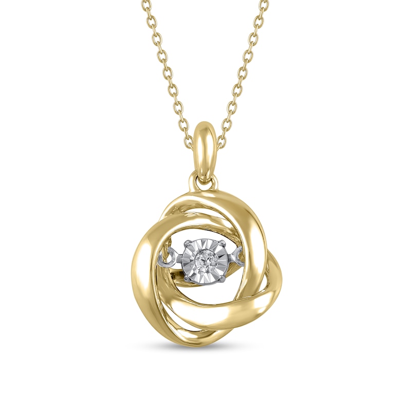 Diamond Accent Love Knot Pendant in Sterling Silver and 14K Gold Plate