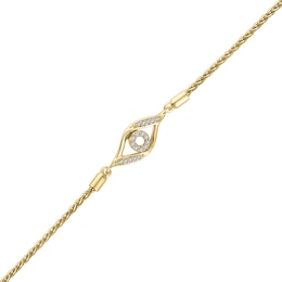 1/15 CT. T.W. Diamond Evil Eye Bolo Bracelet in Sterling Silver and 14K Gold Plate - 9.0"