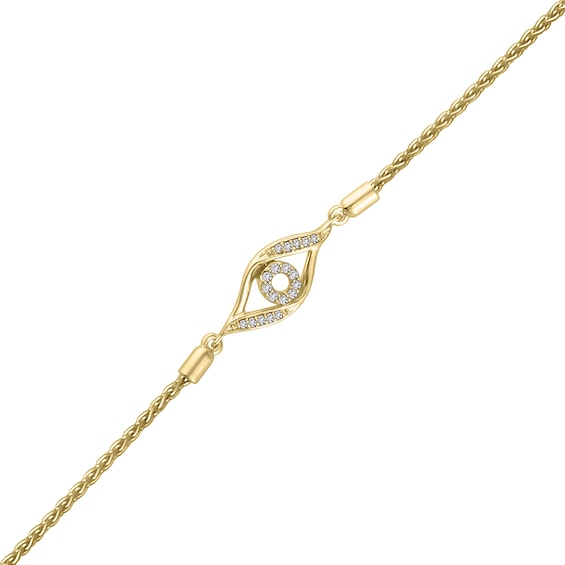 1/15 CT. T.w. Diamond Evil Eye Bolo Bracelet in Sterling Silver and 14K Gold Plate - 9.0"