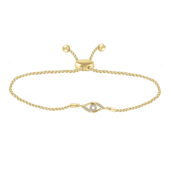 1/15 CT. T.w. Diamond Evil Eye Bolo Bracelet in Sterling Silver and 14K Gold Plate - 9.0"