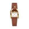 Thumbnail Image 1 of Ladies' Fossil Harwell Gold-Tone Brown Leather Strap Watch with Rectangle White Dial (Model: ES5264)