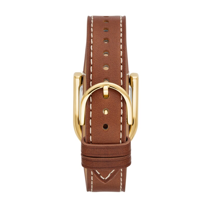 Main Image 2 of Ladies' Fossil Harwell Gold-Tone Brown Leather Strap Watch with Rectangle White Dial (Model: ES5264)
