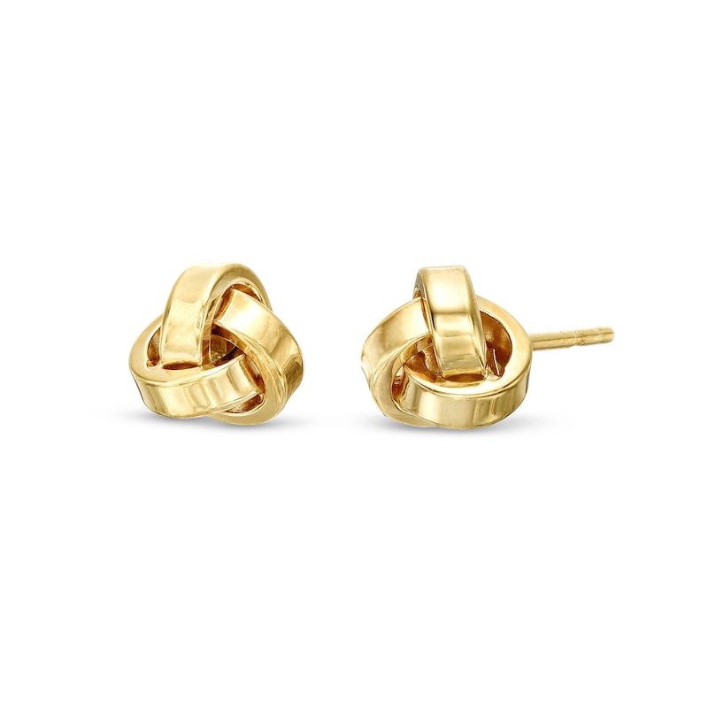 Main Image 1 of Squared Love Knot Stud Earrings in 14K Gold