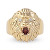 Thumbnail Image 3 of Garnet and Diamond Accent Lion's Head Ring in 10K Gold