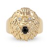 Thumbnail Image 3 of Black Spinel and Diamond Accent Lion's Head Ring in 10K Gold