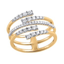 1/2 CT. T.W. Diamond Multi-Row Open Shank Wrap Ring in 10K Gold