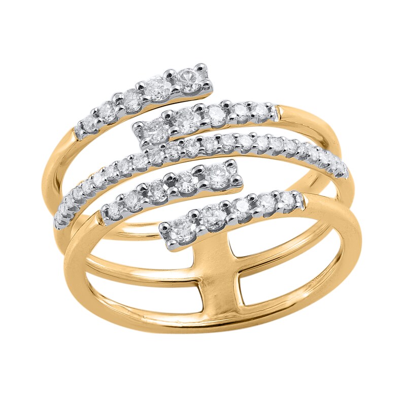 Main Image 1 of 1/2 CT. T.W. Diamond Multi-Row Open Shank Wrap Ring in 10K Gold