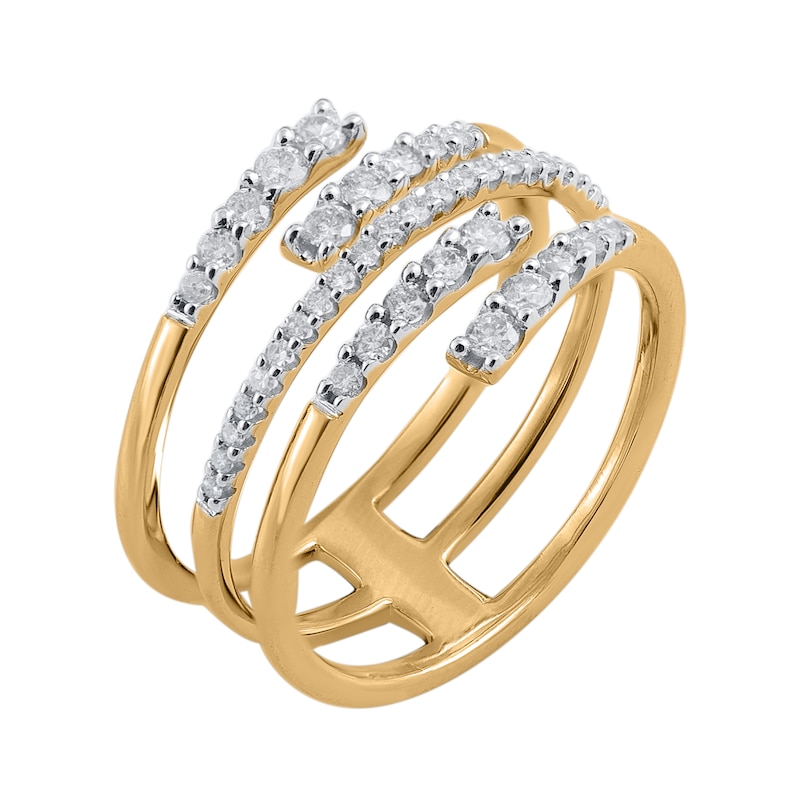 Main Image 2 of 1/2 CT. T.W. Diamond Multi-Row Open Shank Wrap Ring in 10K Gold