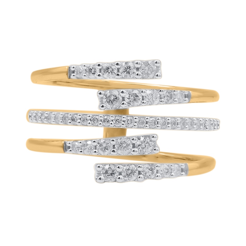 Main Image 3 of 1/2 CT. T.W. Diamond Multi-Row Open Shank Wrap Ring in 10K Gold