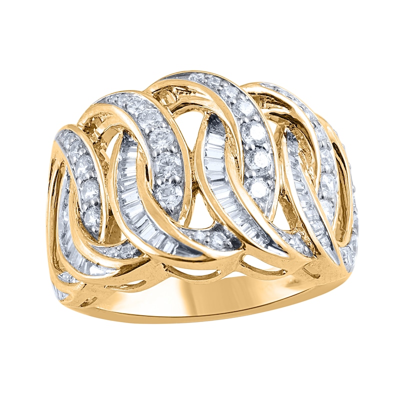 Main Image 1 of 1-1/4 CT. T.W. Diamond Braid Chain Ring in 10K Gold