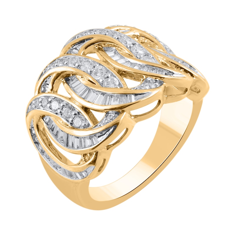 Main Image 2 of 1-1/4 CT. T.W. Diamond Braid Chain Ring in 10K Gold