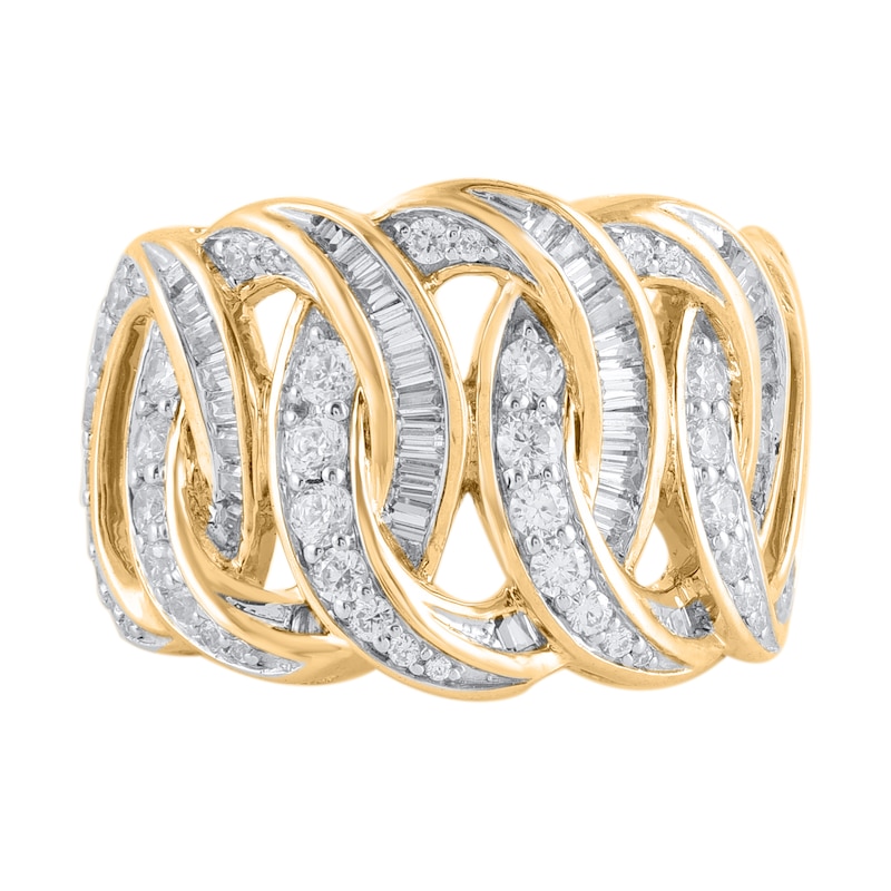 Main Image 3 of 1-1/4 CT. T.W. Diamond Braid Chain Ring in 10K Gold