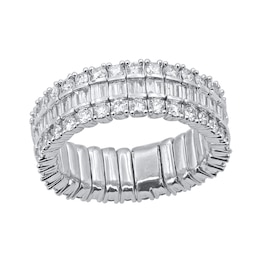 2 CT. T.W. Baguette and Round Diamond Stretch Ring in 10K White Gold