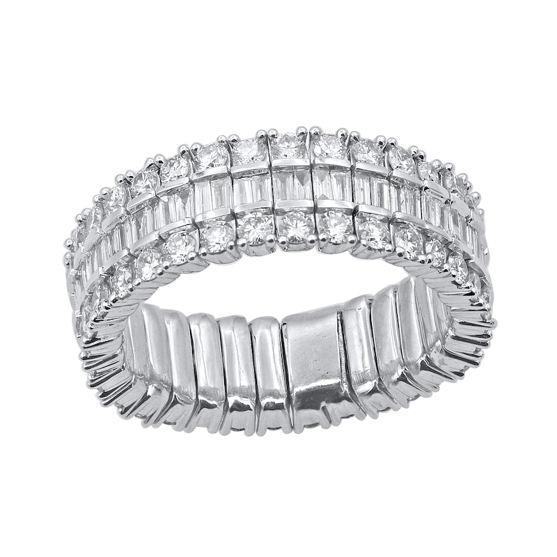 Main Image 1 of 2 CT. T.W. Baguette and Round Diamond Stretch Ring in 10K White Gold