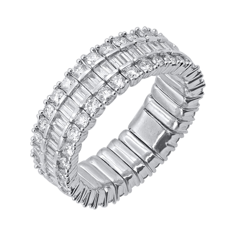 Main Image 2 of 2 CT. T.W. Baguette and Round Diamond Stretch Ring in 10K White Gold