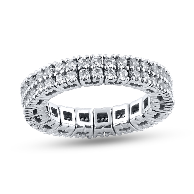 Main Image 1 of 1-7/8 CT. T.W. Diamond Double Row Stretch Ring in 10K White Gold