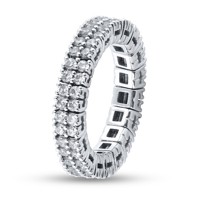Main Image 2 of 1-7/8 CT. T.W. Diamond Double Row Stretch Ring in 10K White Gold