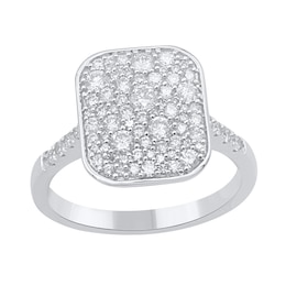 3/4 CT. T.W. Cushion Multi-Diamond Ring in Sterling Silver