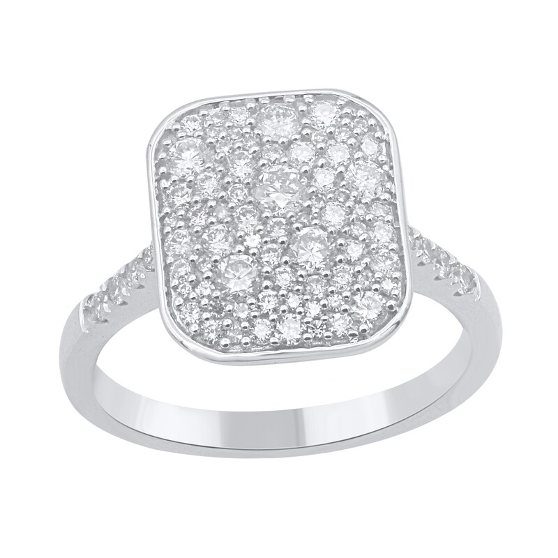 Main Image 1 of 3/4 CT. T.W. Cushion Multi-Diamond Ring in Sterling Silver