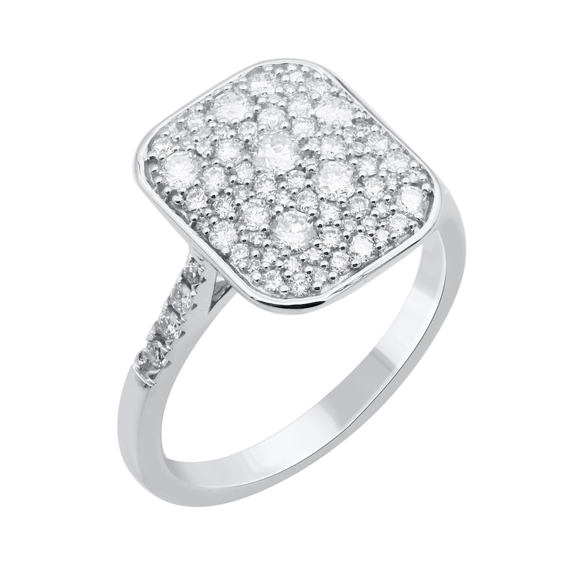 Main Image 2 of 3/4 CT. T.W. Cushion Multi-Diamond Ring in Sterling Silver