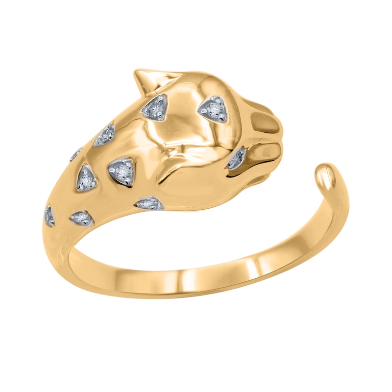 Main Image 1 of 1/20 CT. T.W. Diamond Jaguar Wrap Ring in 10K Gold