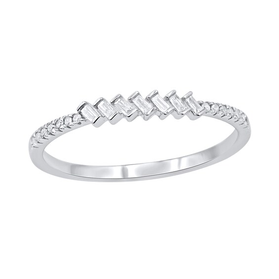 1/10 CT. T.w. Baguette Diamond Zig-Zag Ring in 10K White Gold
