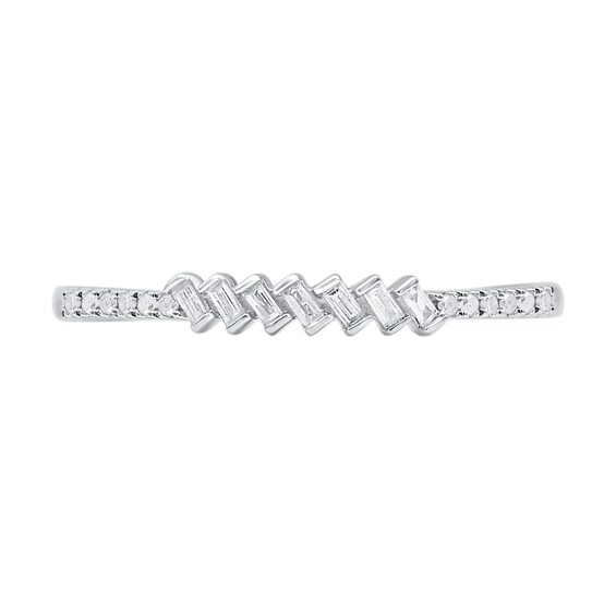 1/10 CT. T.w. Baguette Diamond Zig-Zag Ring in 10K White Gold