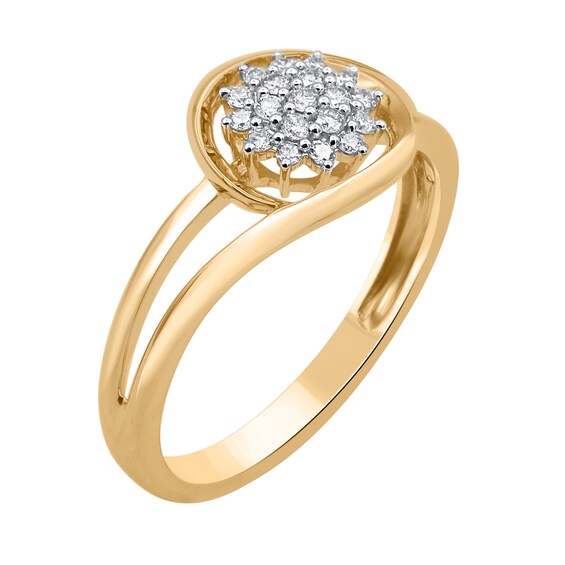 1/6 CT. T.w. Multi-Diamond Sunburst Split Shank Ring in 10K Gold