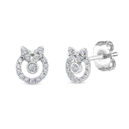 1/5 CT. T.W. Diamond Wreath with Bow Stud Earrings in Sterling Silver