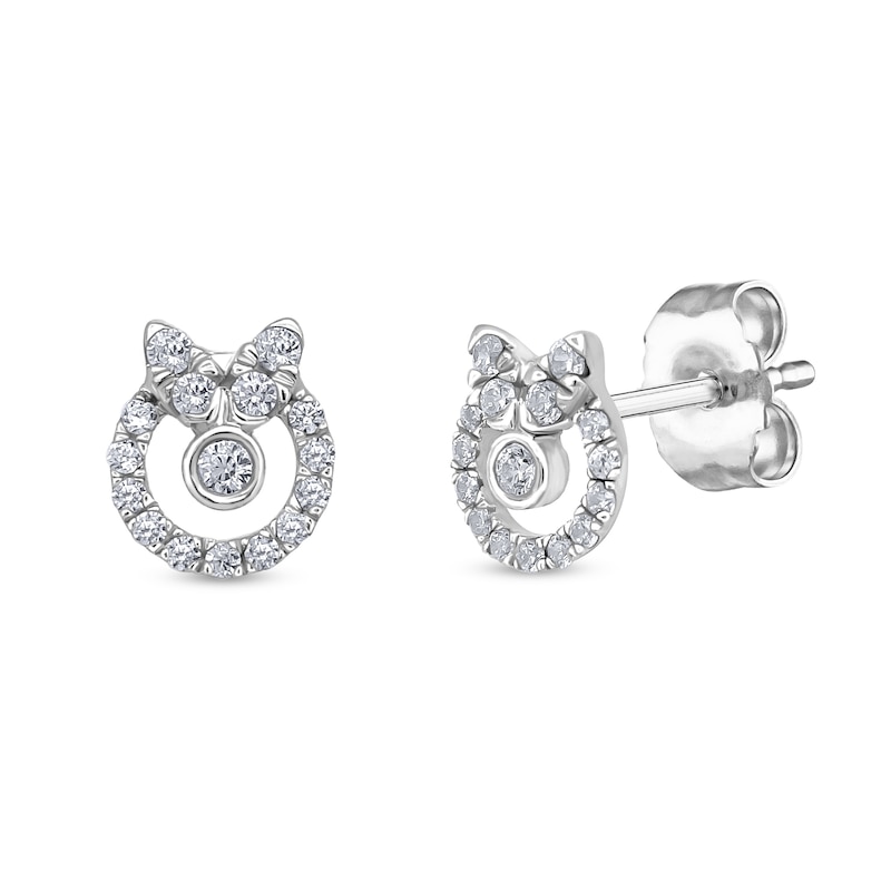 Main Image 1 of 1/5 CT. T.W. Diamond Wreath with Bow Stud Earrings in Sterling Silver