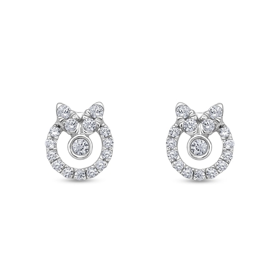 1/5 CT. T.w. Diamond Wreath with Bow Stud Earrings in Sterling Silver