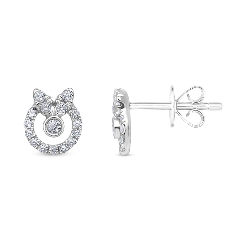 Main Image 3 of 1/5 CT. T.W. Diamond Wreath with Bow Stud Earrings in Sterling Silver