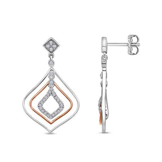 1/4 CT. T.w. Diamond Teardrop Layers Drop Earrings in 10K Two-Tone Gold