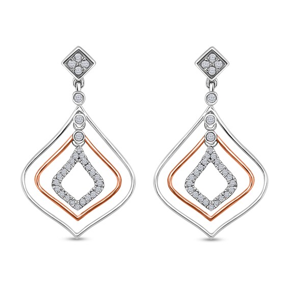 1/4 CT. T.w. Diamond Teardrop Layers Drop Earrings in 10K Two-Tone Gold