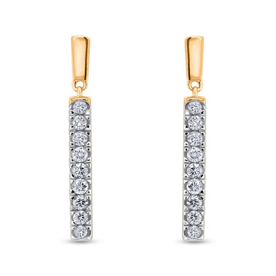 1/3 CT. T.w. Diamond Stick Drop Earrings in 10K Two-Tone Gold